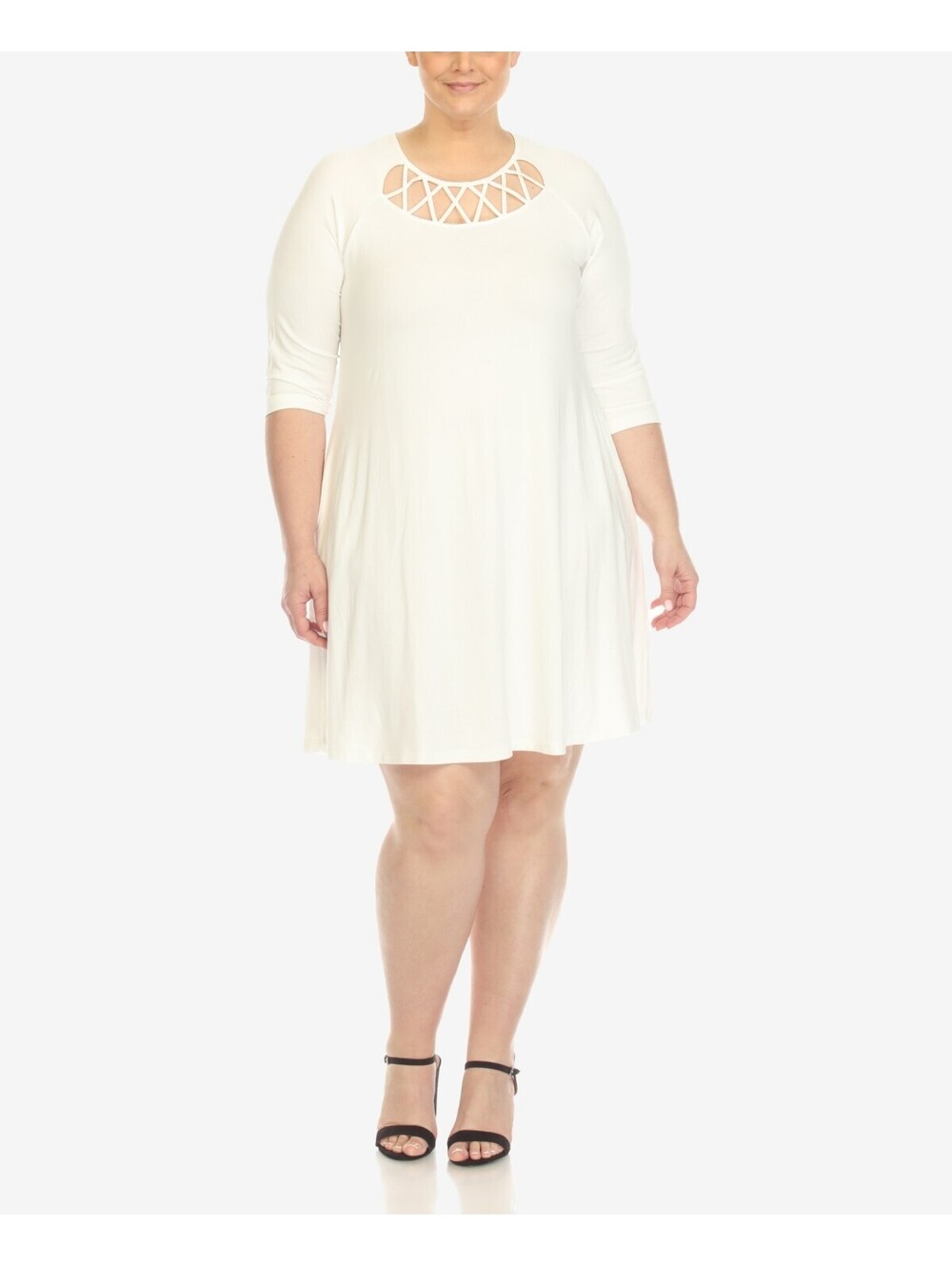 White Mark Plus Size Criss Cro White 1X